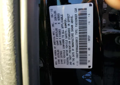 2010 Honda Accord Exl z USA, uszkodzony, nr VIN 1HGCP3F89AA026813